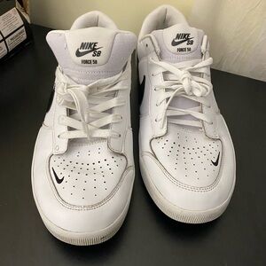 Nike SB Force 58 PRM Premium Leather White/Black Mens Size 13